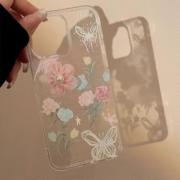 For iPhone 14 Pro TPU-deksel 3D Rose Blomstermønster Trykt Telefondeksel
