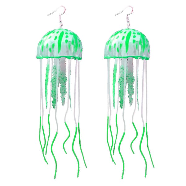 Silikon manet øredobber Unike lette manet dingle øredobber Gressgrønn Grass green