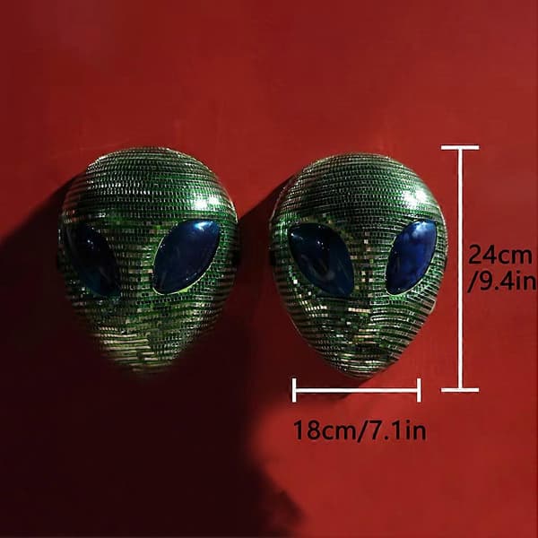 Halloween Alien-maske, glitrende diskotek-maske, glittermaske for voksne, tilbehør til Halloween-kostymefester
