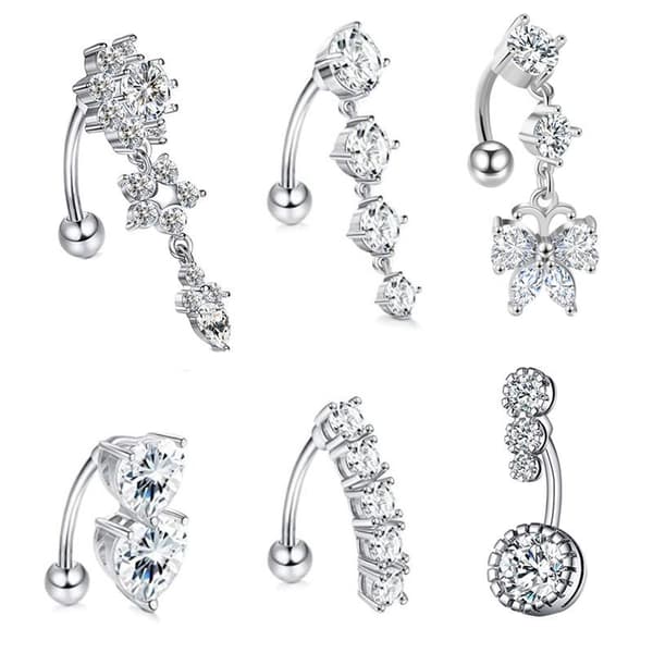 6 stk. 14G Drapera Navlepiercing Ringe Dame 316L Kirurgisk Stål