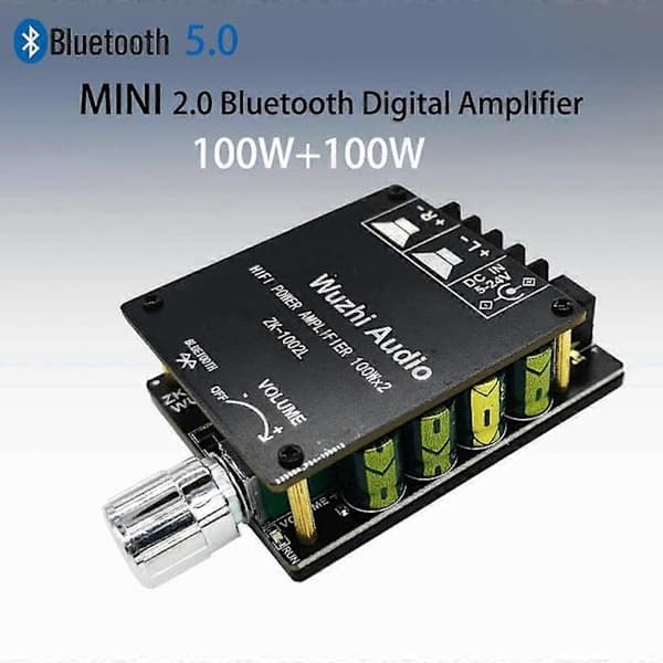 -1002L MINI Bluetooth 5.0 DC 5-24V Trådløs Audio Digital Effektforsterker Stereokort 100Wx2 Bluetooth Forsterker