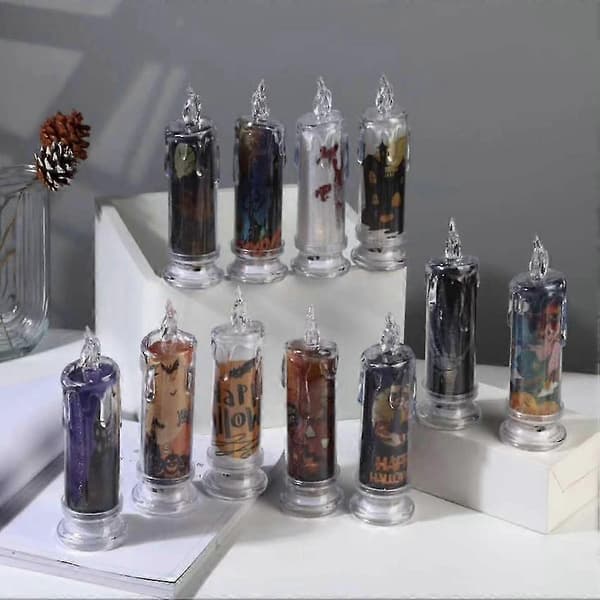 LED-stearinlys til Halloween-festdekorasjon gresskar flaggermus heks DIY F