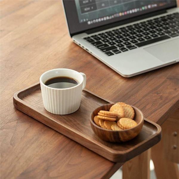 Serveringsbricka i valnöt, träbricka, rektangulär bricka, badrumsbricka, middagsbricka, tebricka, kaffebricka