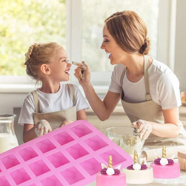 DIY Silikon 18 Diamant Sjokoladeform Bakeformer Isbiter Pudding Gelé Q Pink