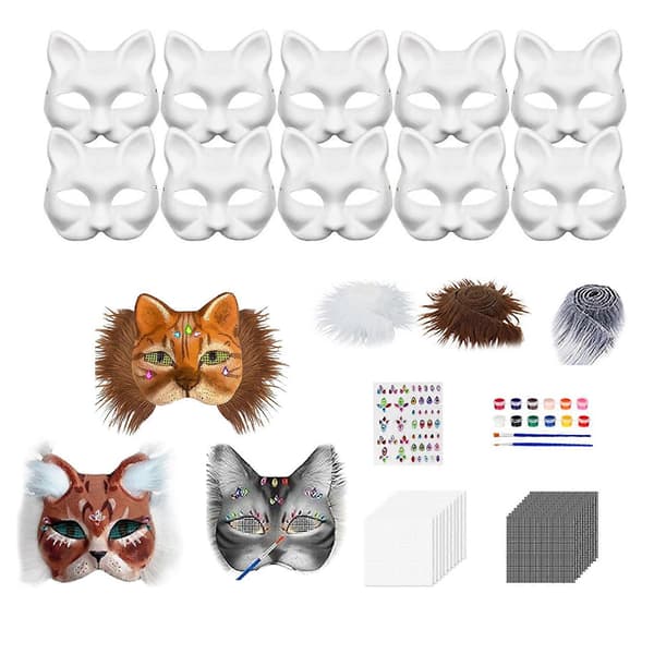 DIY Katt- och rävmask-kit för Therian – Pyssel för Halloween-maskerad B