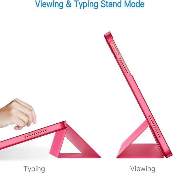 Fodral for iPad (A16) 11./10. generasjon (2025/2022), Slim Stativ Hardt Bakdeksel Auto Wake/Sleep Funksjon (Rosa)
