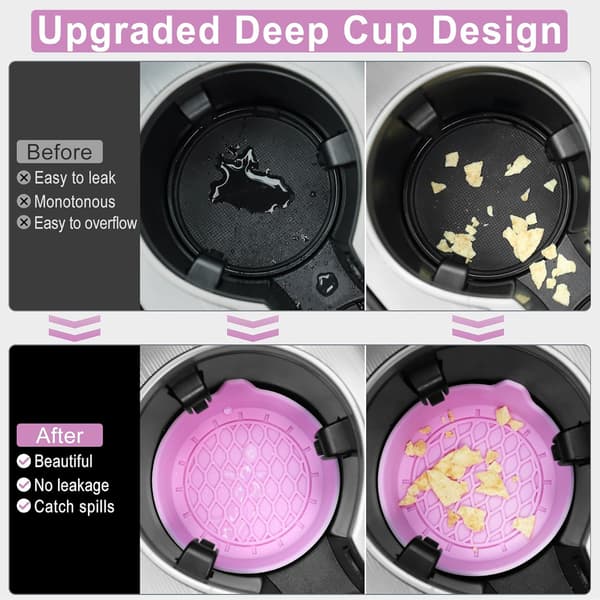 Car Cup Holder Coasters, Silicone Cup Holder Insert, Universal Non-Slip Cup Holders, Interior 4-pack Pink Pink