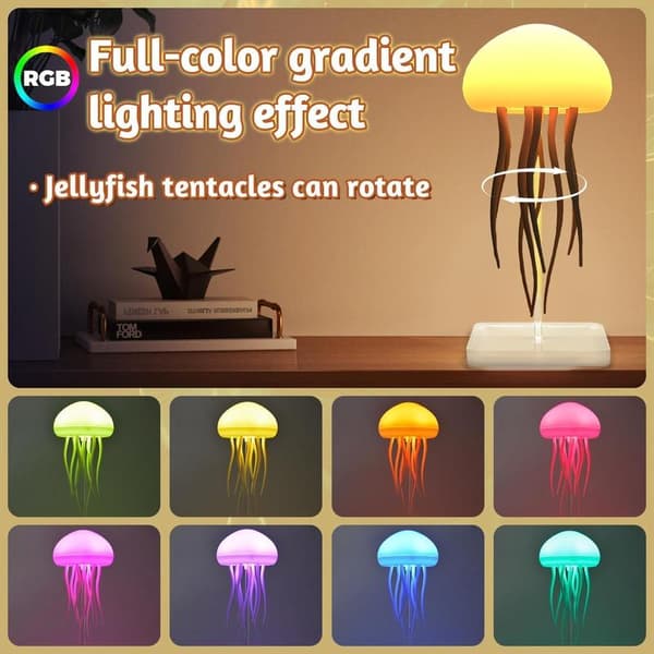 Manetlampa med RGB-gradientbelysning, animerade ben och touchsensor, lämplig för sovrum och vardagsrum.