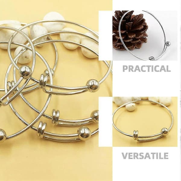 15 STK Rustfrit Stål Spole Push-pull Armbånd Spole Perle Mund Elastisk Justerbar Tråd Blank Armring DIY Smykkefremstilling til Kvinder