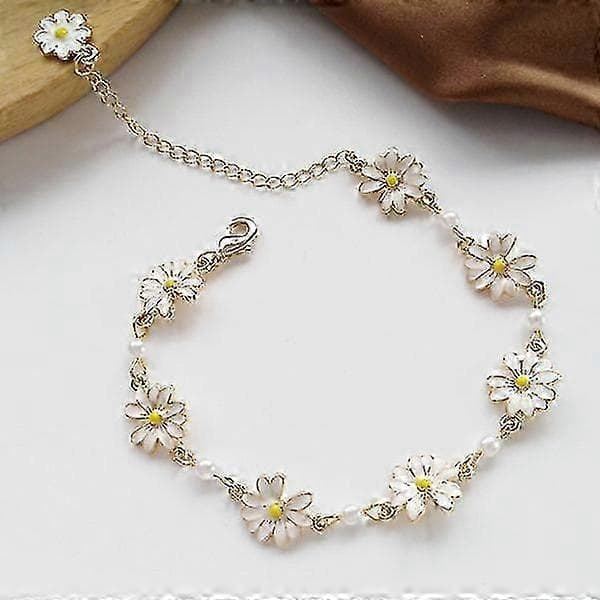 Utsökt Mode Sött Vitt Tusensköna Blomma Armband