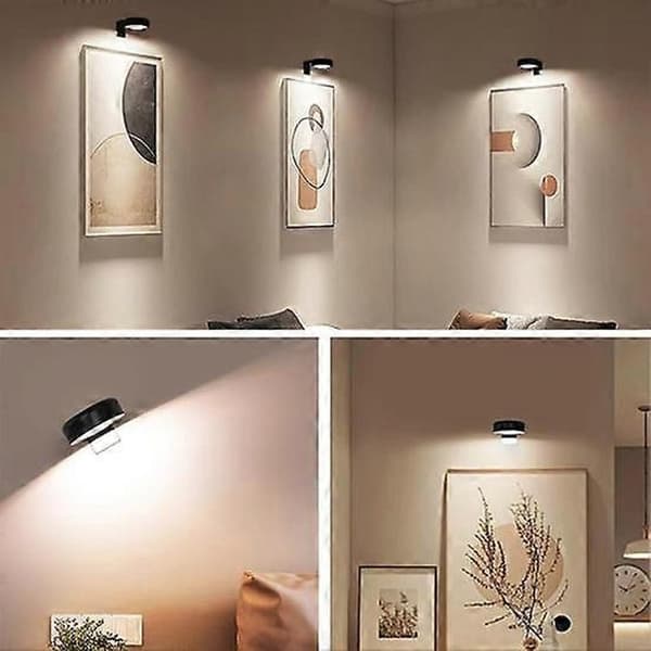 Wall Mounted Wireless Picture Light with Remote Control - 13 Colors Dimmable Battery Lamp 4pcs Black 4pcs black