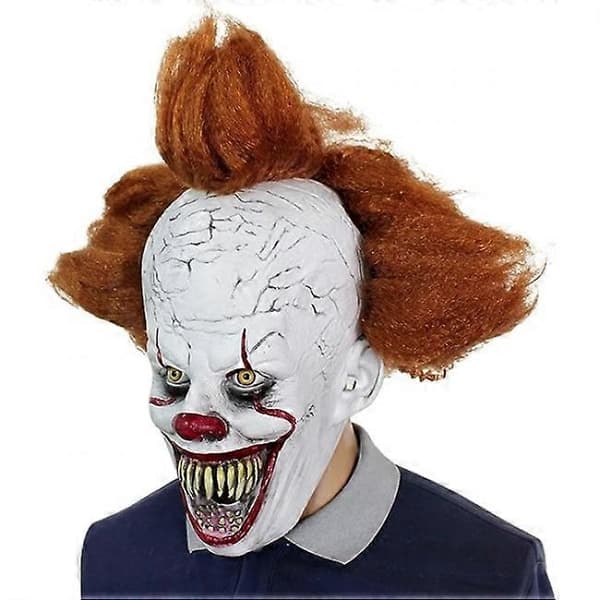 Skummel Pennywise-klovnemaske med parykk