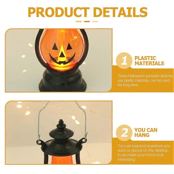 Assorterte farger Halloween gresskarlykter til dekorasjon 3 stk plastlys