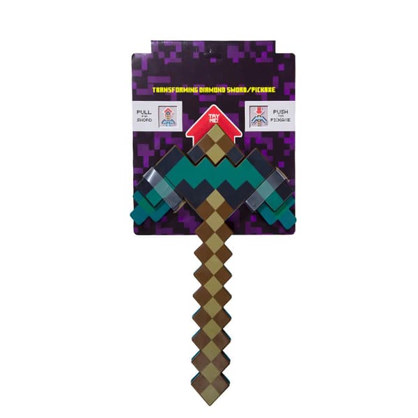 Minecraft Pixel Lampe | LED Skrivebordslampe Dekorativ Natlampe **Transformerende Sværd H Transforming Sword Pickaxe