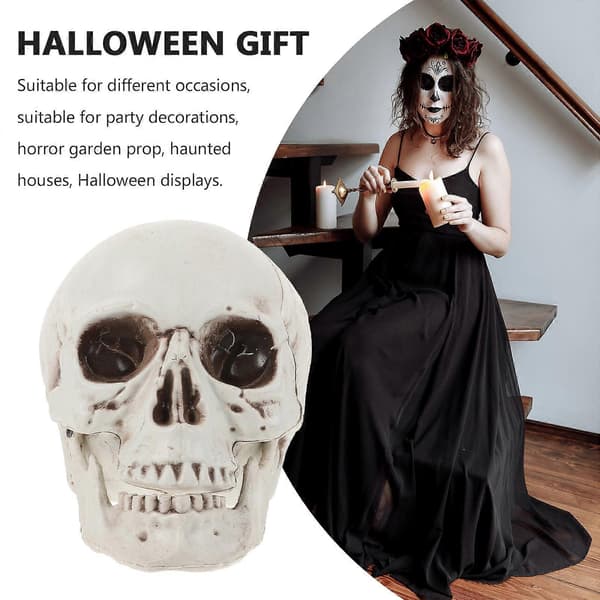 Plastik kraniehoved-pynt til dekoration 1 stk. Halloween kraniehoved