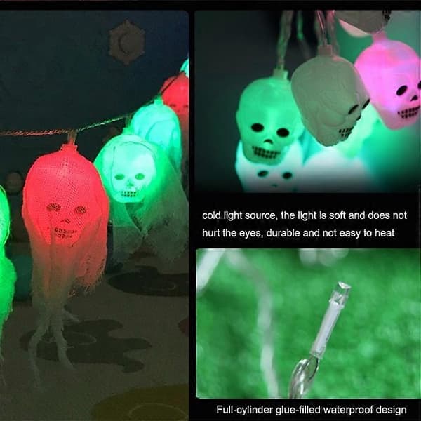 Halloween hvid garn-kranium, Stil: 5m 20 lys (hvid) 26