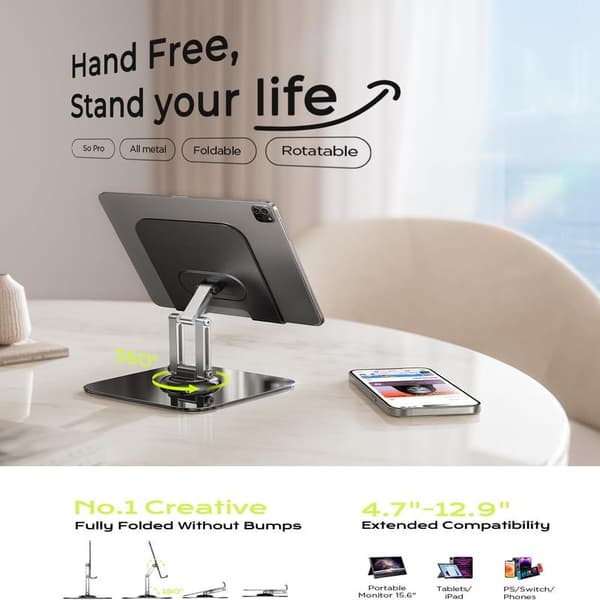 iPad Stand Justerbar Tablet Stand til Skrivebord, 2025 til iPad Tilbehør til Computertilbehør iPad Holder