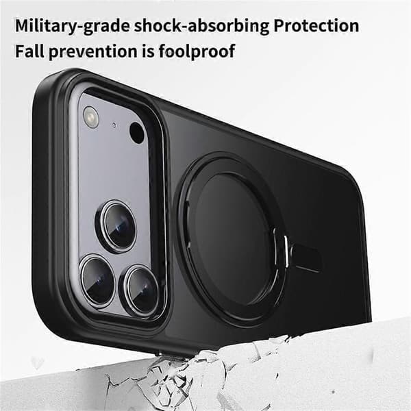 Compatible with iPhone 17 Pro Max Case Compatible with MagSafe TPU + Acrylic + Metal Stand Matte Phone Case Silver-Perfet
