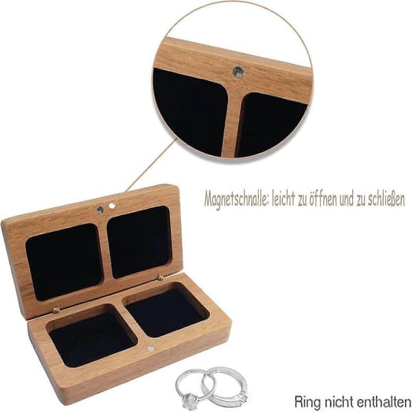 Ringbox i trä, ringbox i valnöt, smyckeskrin, vigselringbox, vigselringbox i trä