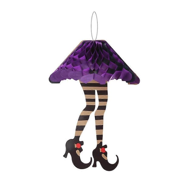Häxben i bikakepapper för Halloween, hängande dekoration One Size Purple