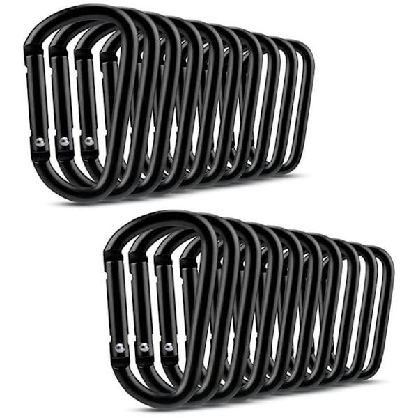 20 små karbinhakar, multifunktionella aluminium D-ringklämmor