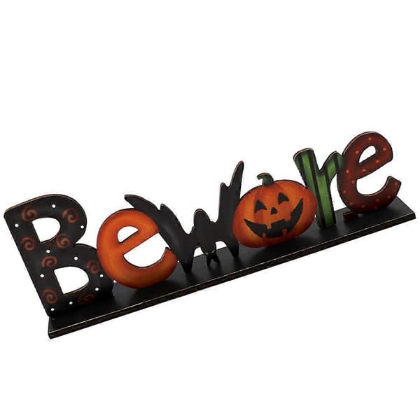 Festligt udskåret Halloween-pynt i træ, 1 stk.