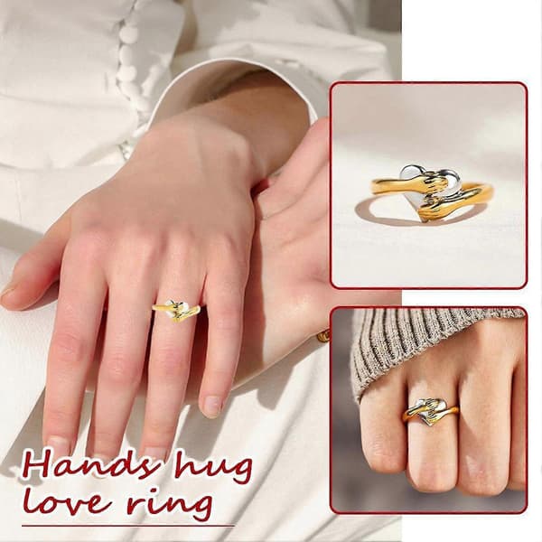 Hender Klemmer Hjerte Ring Hypoallergen Rustfri Ring for Frieri Gave Nummer 7 Number 7