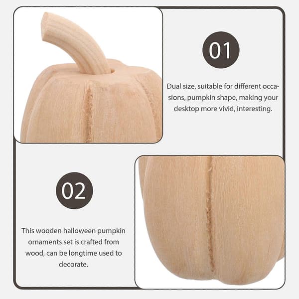 Pumpadekorationer i trä, snidade figurer för Halloween, 6-pack