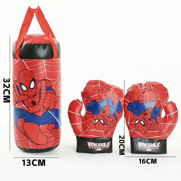 Spider-Man boksesekk for barn, boksesekk leketøy med boksehansker og justerbart stativ, bursdagsgave til gutter 4-9 år