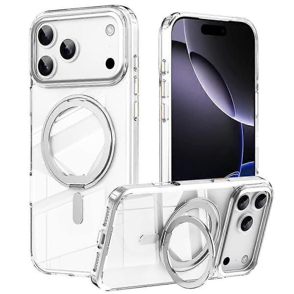 Compatible with iPhone 17 Pro Max Case Compatible with MagSafe TPU + Acrylic + Metal Stand Matte Phone Case Silver-Perfet
