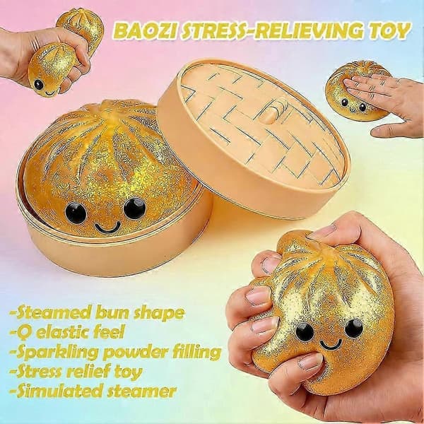 Glitter Dumpling Squishy Box Angstlindrende Fidget Dekompression Dej -Ny Vare Guld Golden