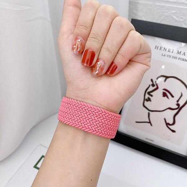 Nylon vävd elastisk nylonrem för iwatch Watch 234567/SE rosa