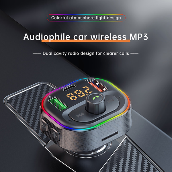 Bluetooth Bil MP3-spelare FM-sändare QC3.0/PD Snabbladdning QC3.0十PD20W