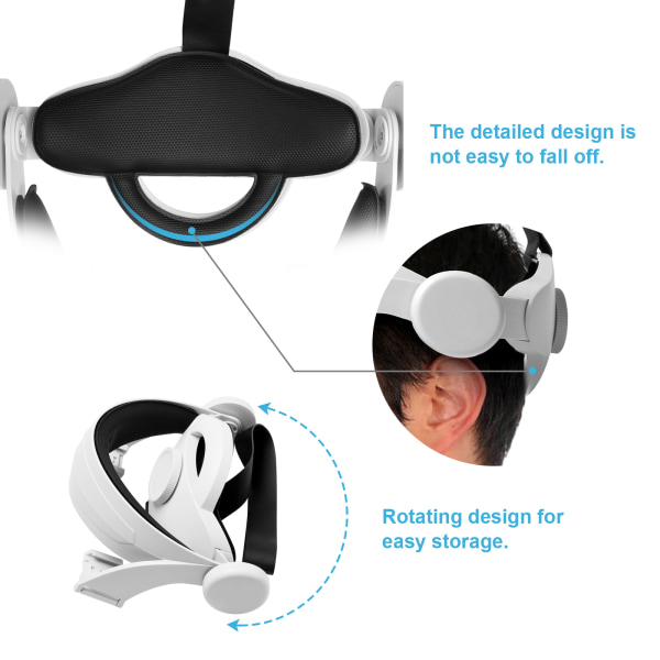 VR Headwear Roterbar huvudrem för Oculus Quest 2 VR Headset vit