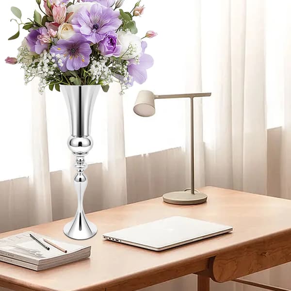 20x74Hcm Silver Vas Bröllopsblomställning för Hem eller Bröllop Modern Heminredningsprydnad