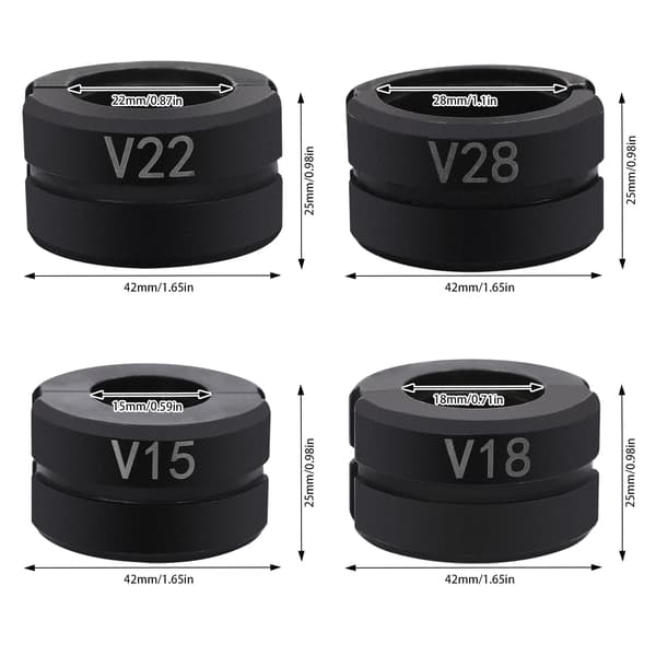 Rörpresskäft Cr45 Stål Rörpress-tänger Set V15/18/22/28mm Pressbackar för Kopparrör