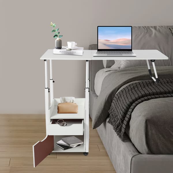 Fällbart höjdjusterbart sängbord rullande laptopskrivbord