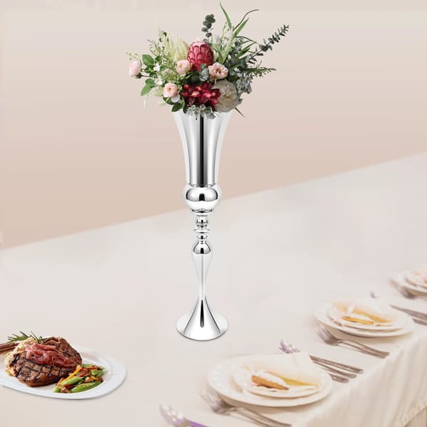 20x74Hcm Silver Vas Bröllopsblomställning för Hem eller Bröllop Modern Heminredningsprydnad