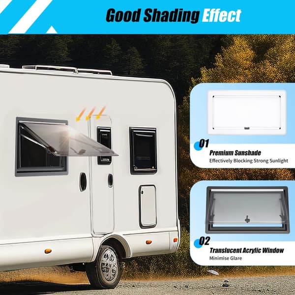 900*500 mm Husbilsfönster, Utfällbart Ventilationsfönster för Husbilar, Husvagnar, Campers, Släpvagnar