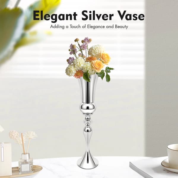 20x74Hcm Silver Vas Bröllopsblomställning för Hem eller Bröllop Modern Heminredningsprydnad
