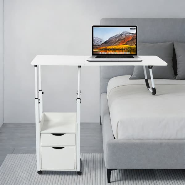 Fällbart höjdjusterbart sängbord rullande laptopskrivbord