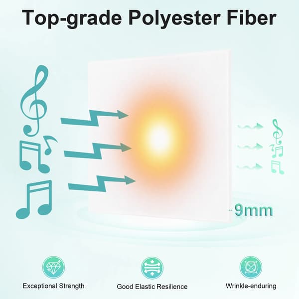 18-pack Ljudabsorberande panel 9 mm Ljuddämpare Polyesterfiber Akustikpaneler för hem, kontor, biograf
