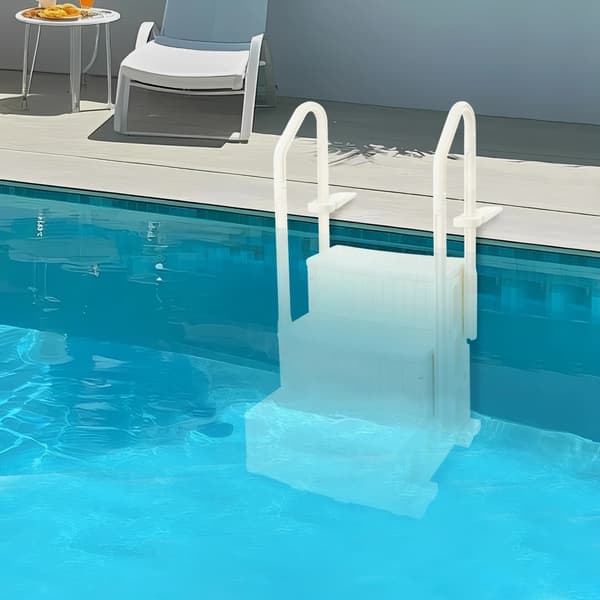 3-stegs badstege Enkel montering Plastpooltrappa Poolåtkomststege med ledstänger som stöder upp till 180 kg för pooler och bad