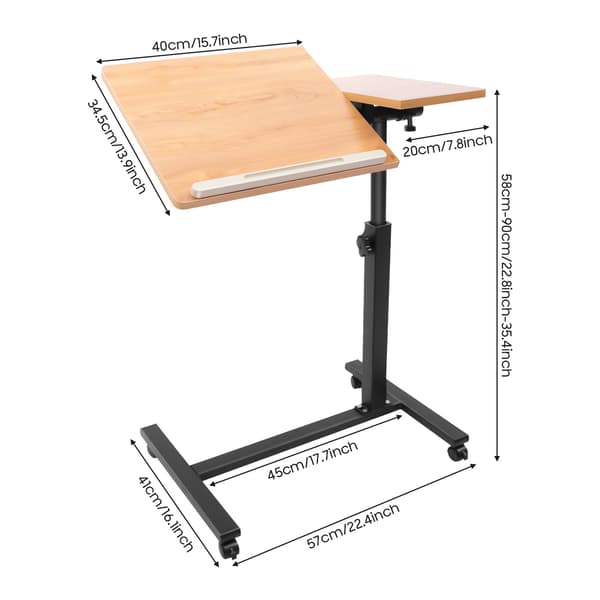 Höjd- och vinkeljusterbart mobilt laptopbord för kontor och sovrum