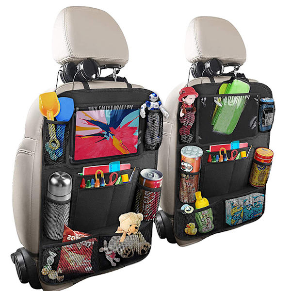 2-PACK Universal iPad-hållare för bilens baksäte, flera fack
