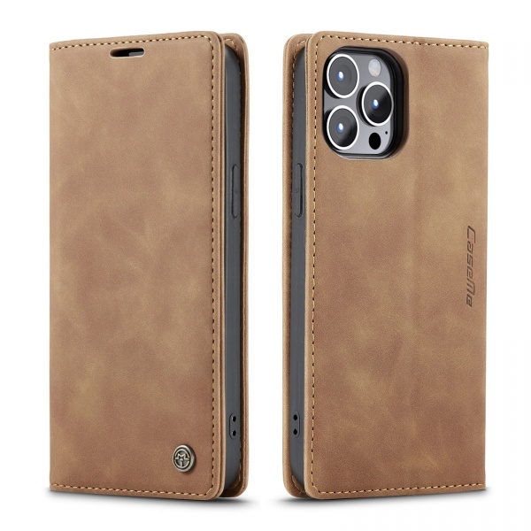 CaseMe 013 Series läderfodral till iPhone 13 Pro, brun brun