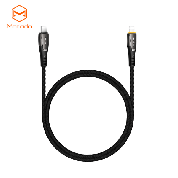 McDodo CA-7651 USB-C till Lightning kabel, LED, PD, 36W, 1.8m svart 2 m