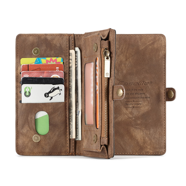 CaseMe plånboksfodral med magnetskal till iPhone XS Max, brun brun