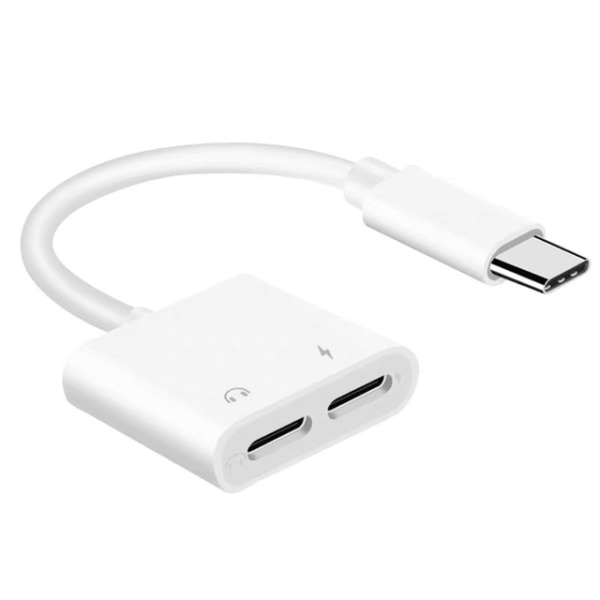 USB-C till 2xUSB-C hörlursadapter, snabbladdning, 3A