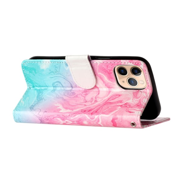 Marmorerat läderfodral, iPhone 12 Mini, rosa/blå Rosa/Blå